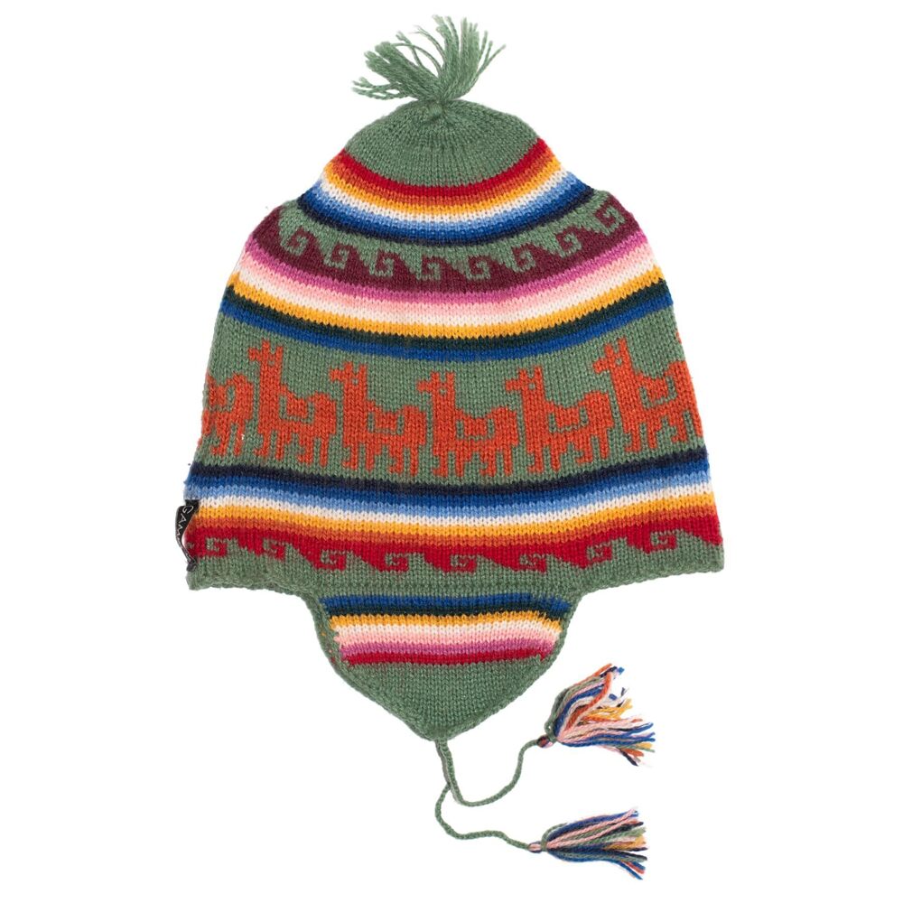 7417 Alpaca Hat Beanie Hats and Cap with Ear Flaps Winter Peruvian Hat